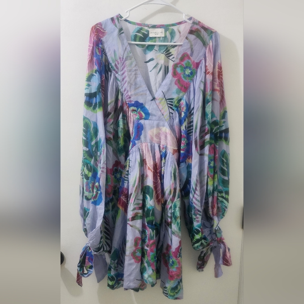 Miss June Paris Floral Long‎ Sleeve Dress, Size Small, 100 % Modal